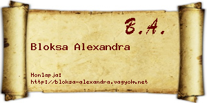 Bloksa Alexandra névjegykártya